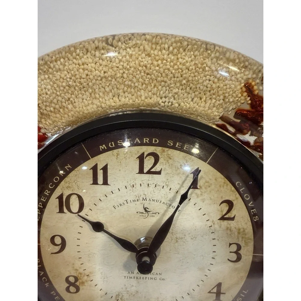 VTG MCM Resin Spice Wall Clock Lucite Retro Kitchen Decor